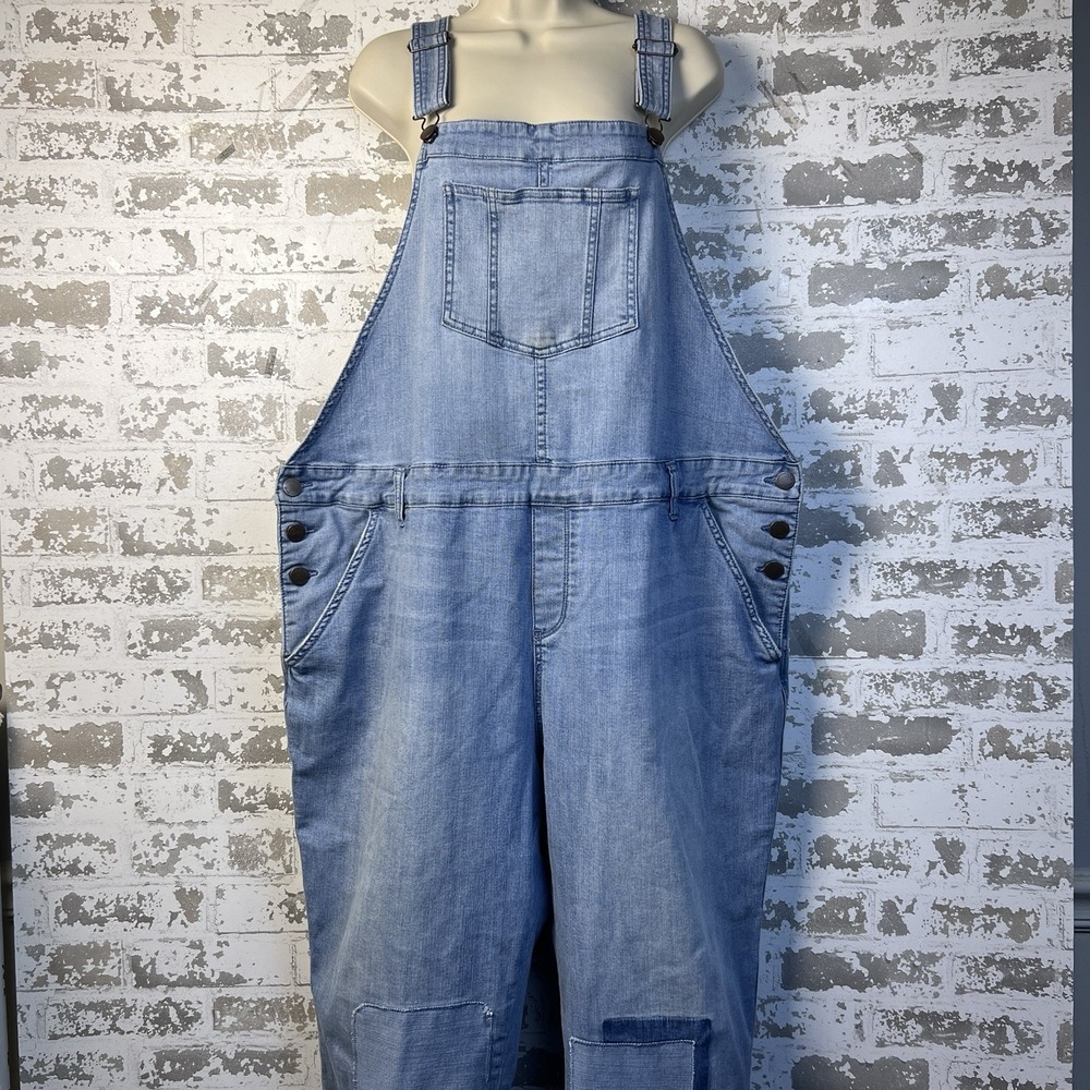 American Rag Overalls Sz 22W Patchwork Cropped Frayed Hem Aged Weathered